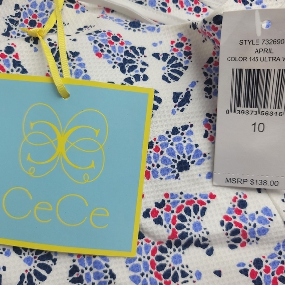 **NWT**‎ CeCe "APRIL" Cutout Fit and Flair Ultra White Dress - Picture 8 of 12